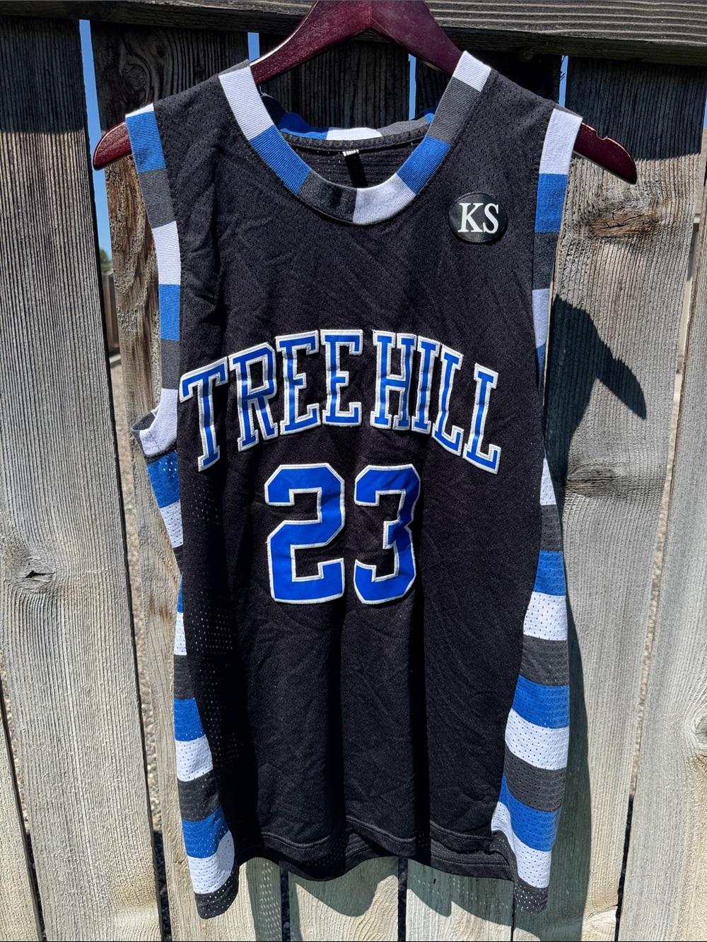 One Tree Hill Nathan Scoot #23 Basketball Jersey in Black and Royal Blue